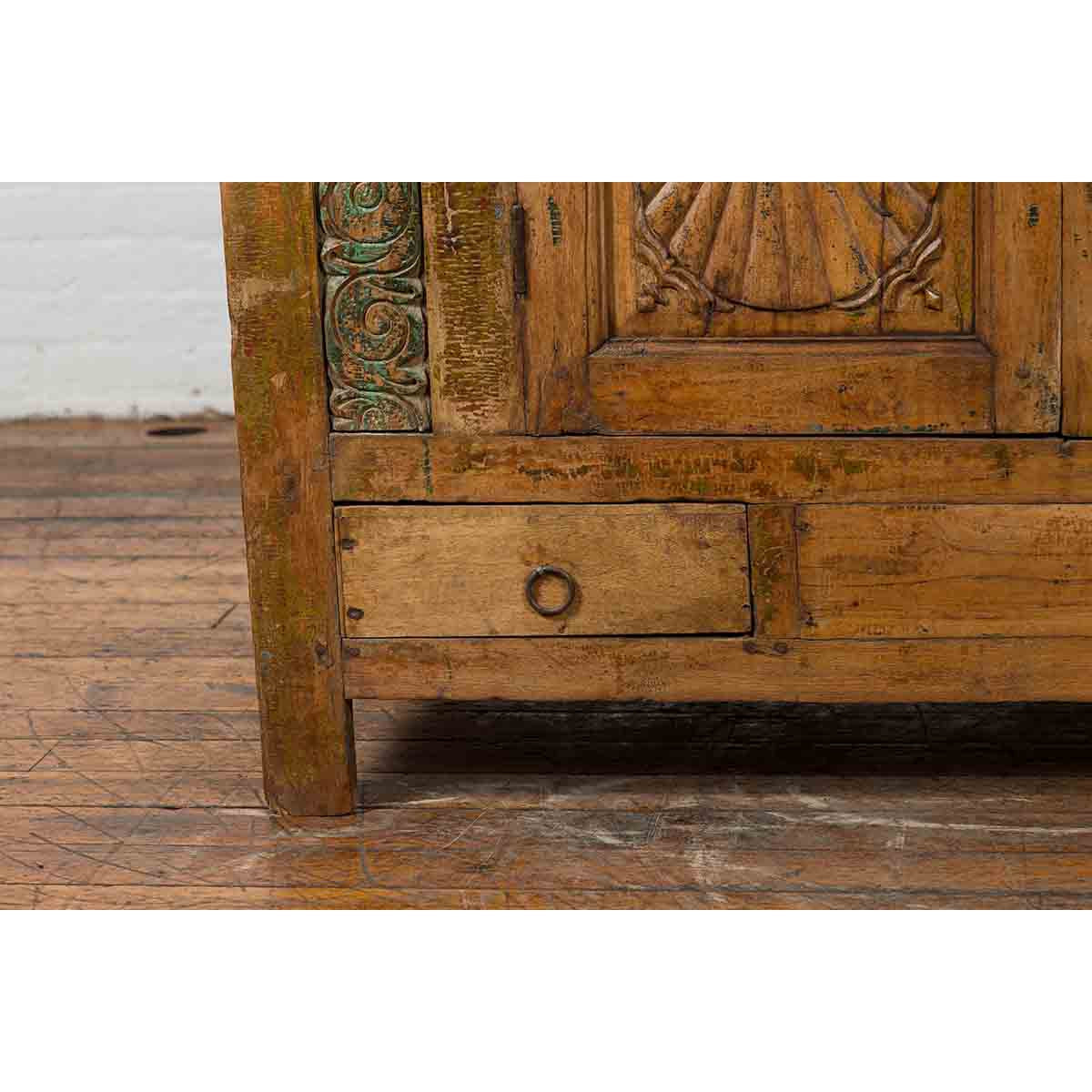 Indonesian 19th Century Cabinet with Sunburst Design and Blue &amp; Yellow Enameled Tiles-10. Asian &amp; Chinese Furniture, Art, Antiques, Vintage Home Décor for sale at FEA Home