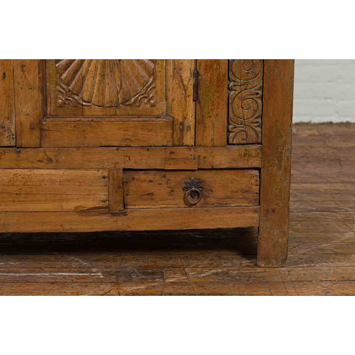 Indonesian 19th Century Cabinet with Sunburst Design and Blue &amp; Yellow Enameled Tiles-11. Asian &amp; Chinese Furniture, Art, Antiques, Vintage Home Décor for sale at FEA Home