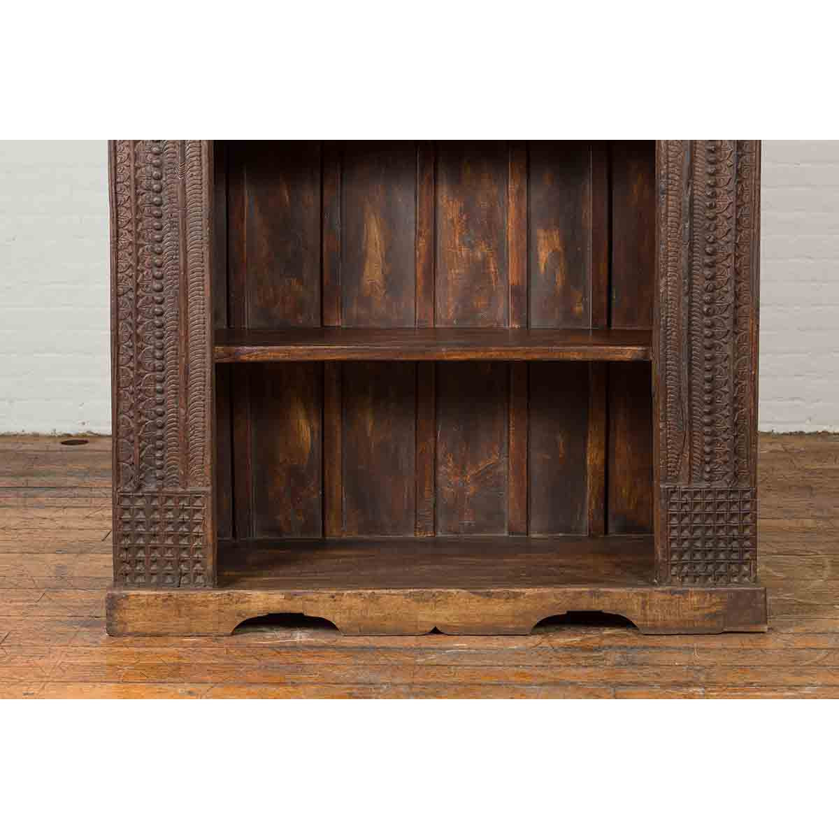 19th Century Indian Wooden Bookcase from Gujarat with Carved Friezes and Rosette-7. Asian &amp; Chinese Furniture, Art, Antiques, Vintage Home Décor for sale at FEA Home
