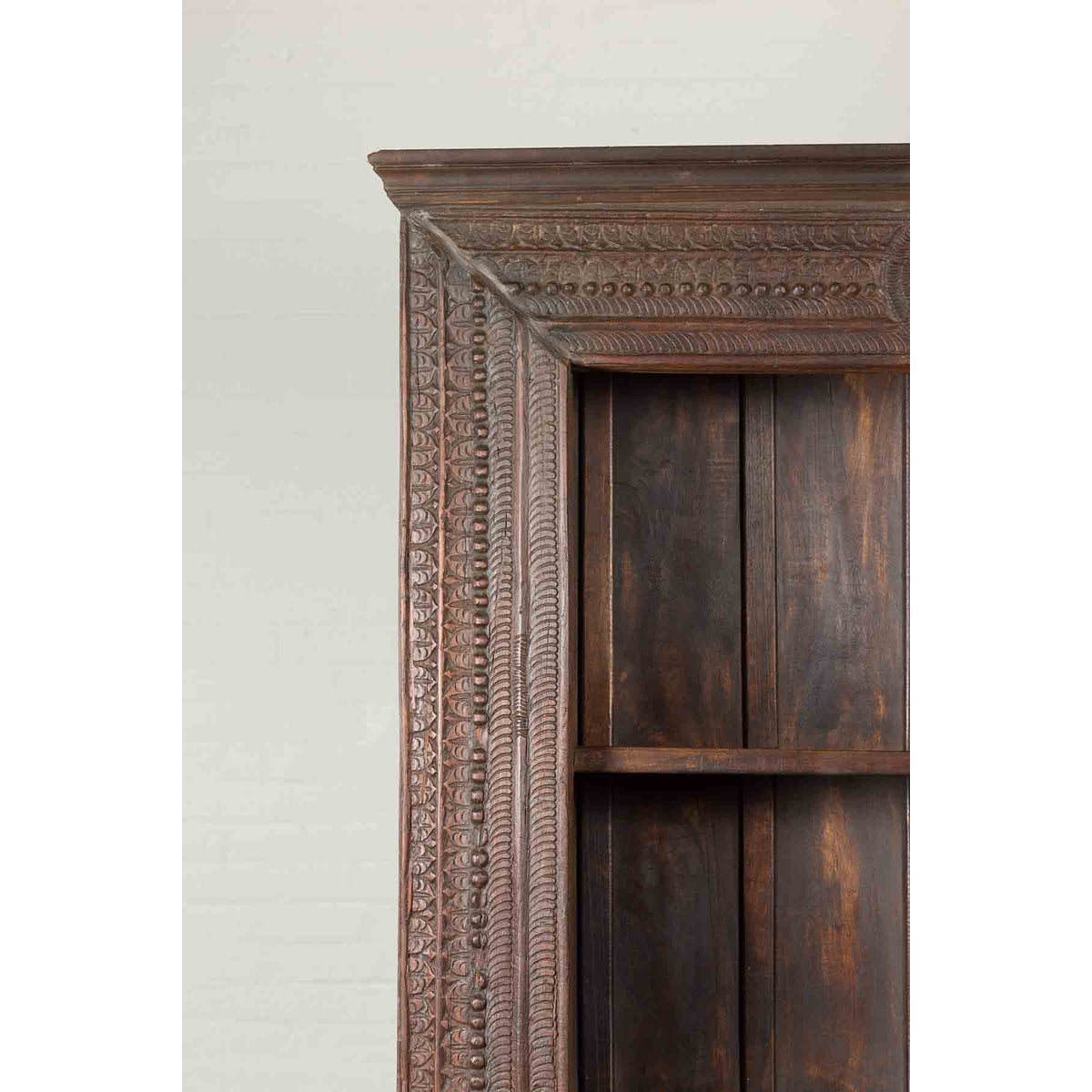 19th Century Indian Wooden Bookcase from Gujarat with Carved Friezes and Rosette-8. Asian &amp; Chinese Furniture, Art, Antiques, Vintage Home Décor for sale at FEA Home