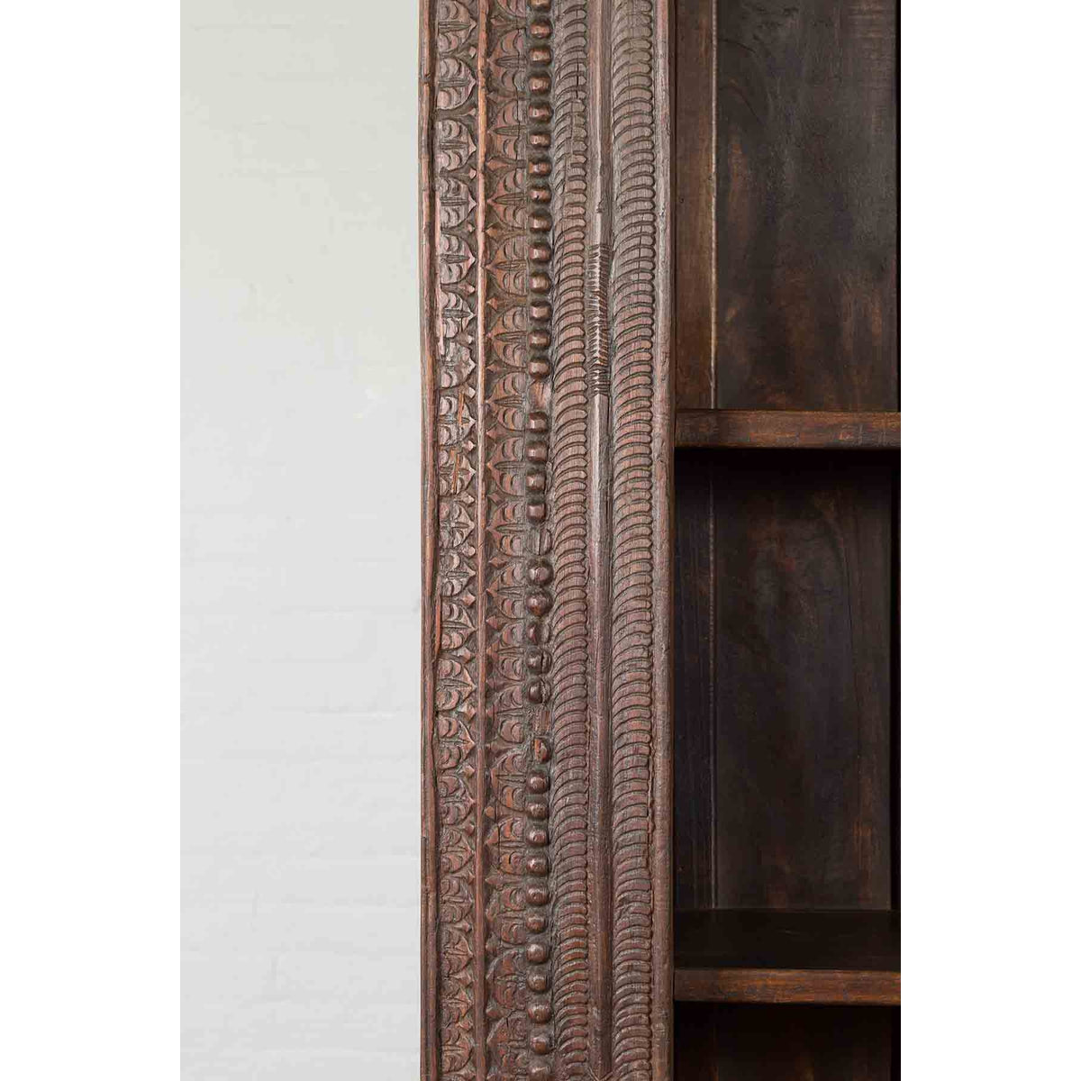 19th Century Indian Wooden Bookcase from Gujarat with Carved Friezes and Rosette-10. Asian &amp; Chinese Furniture, Art, Antiques, Vintage Home Décor for sale at FEA Home