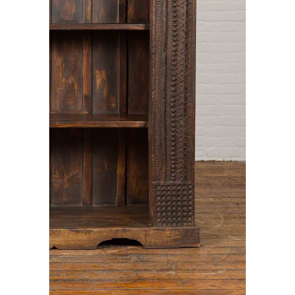 19th Century Indian Wooden Bookcase from Gujarat with Carved Friezes and Rosette-12. Asian &amp; Chinese Furniture, Art, Antiques, Vintage Home Décor for sale at FEA Home
