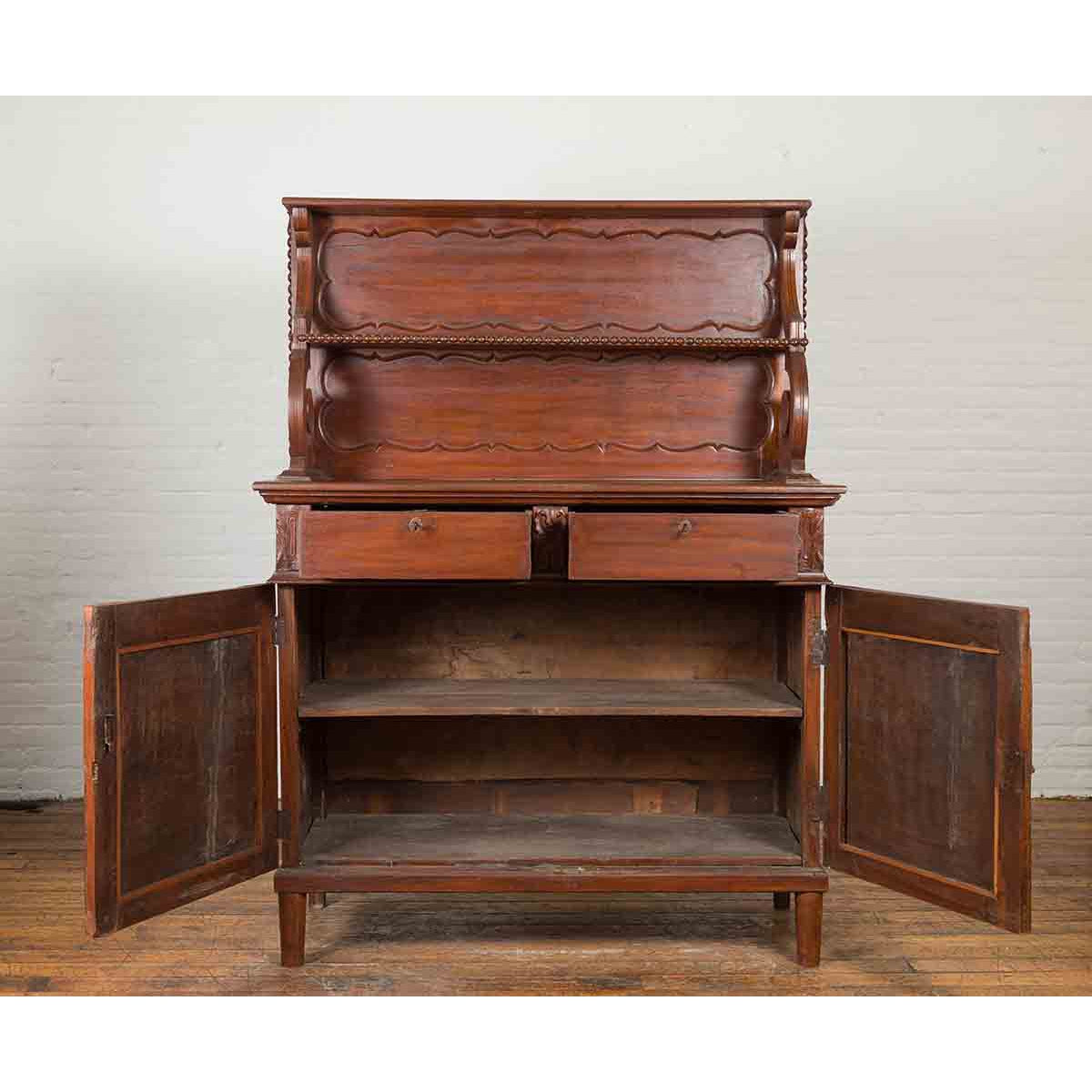 Early 20th Century Indonesian Display Cabinet with Shelves, Drawers and Doors-7. Asian &amp; Chinese Furniture, Art, Antiques, Vintage Home Décor for sale at FEA Home