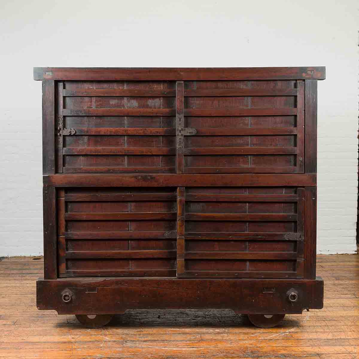 Japanese Meiji Period Late 19th Century Merchant's Chest Mounted on Wheels-2. Asian & Chinese Furniture, Art, Antiques, Vintage Home Décor for sale at FEA Home