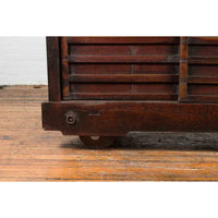 Japanese Meiji Period Late 19th Century Merchant's Chest Mounted on Wheels
