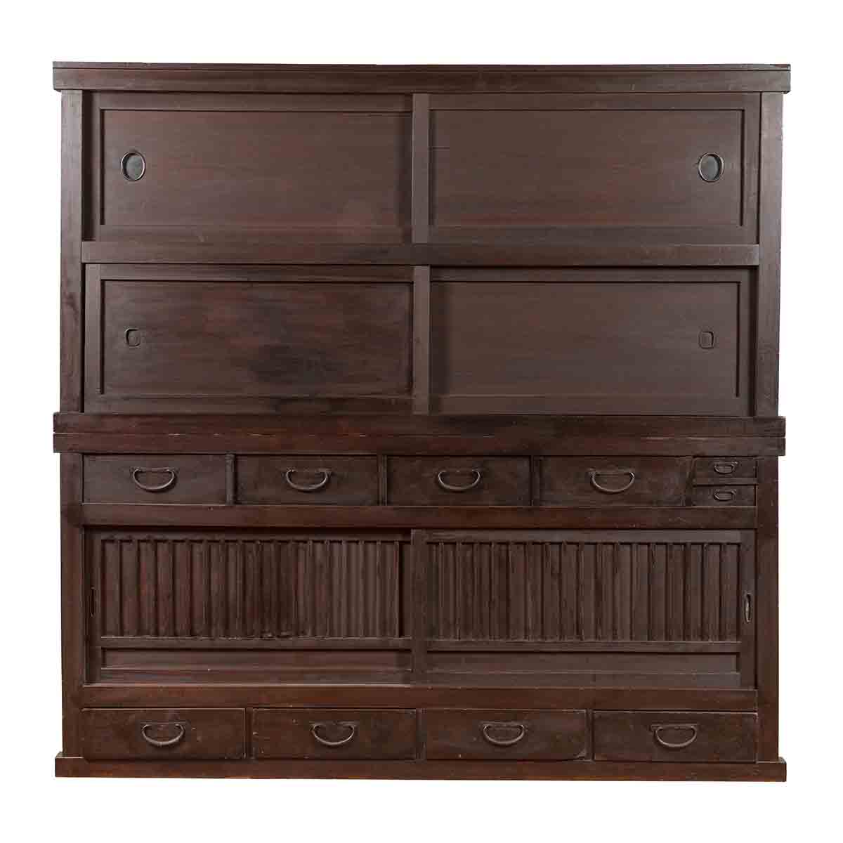 Japanese Taishō Period Early 20th Century Kiri Wood Mizuya Dansu Kitchen Cabinet-1. Asian & Chinese Furniture, Art, Antiques, Vintage Home Décor for sale at FEA Home