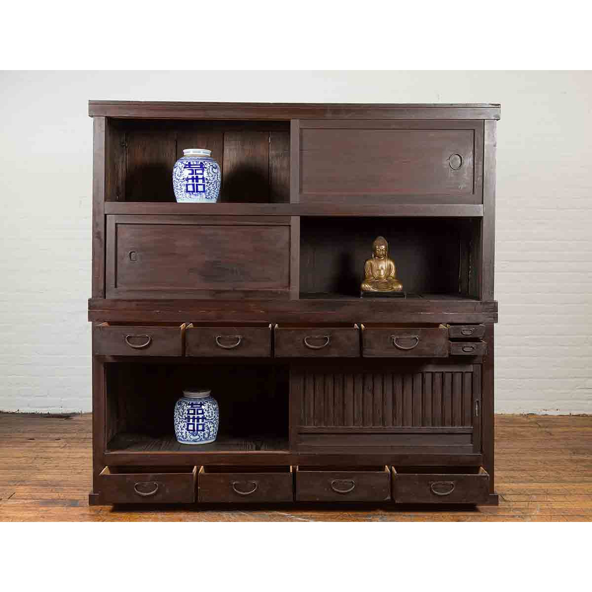 Japanese Taishō Period Early 20th Century Kiri Wood Mizuya Dansu Kitchen Cabinet-3. Asian &amp; Chinese Furniture, Art, Antiques, Vintage Home Décor for sale at FEA Home