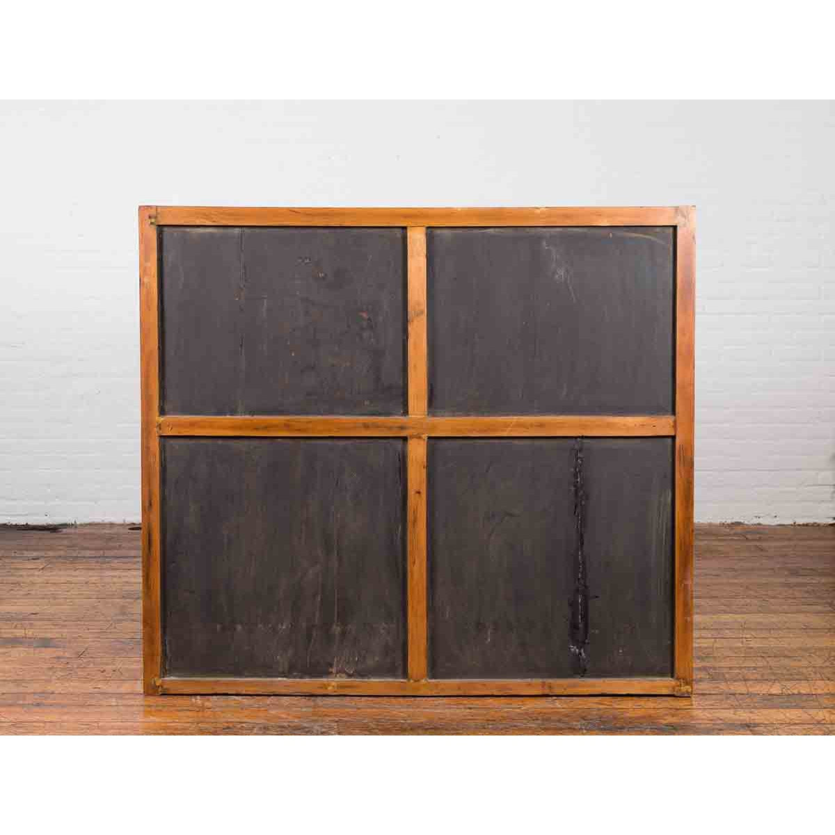 Chinese Vintage Display Cabinet with Paneled Glass Doors and Four Drawers-11. Asian &amp; Chinese Furniture, Art, Antiques, Vintage Home Décor for sale at FEA Home