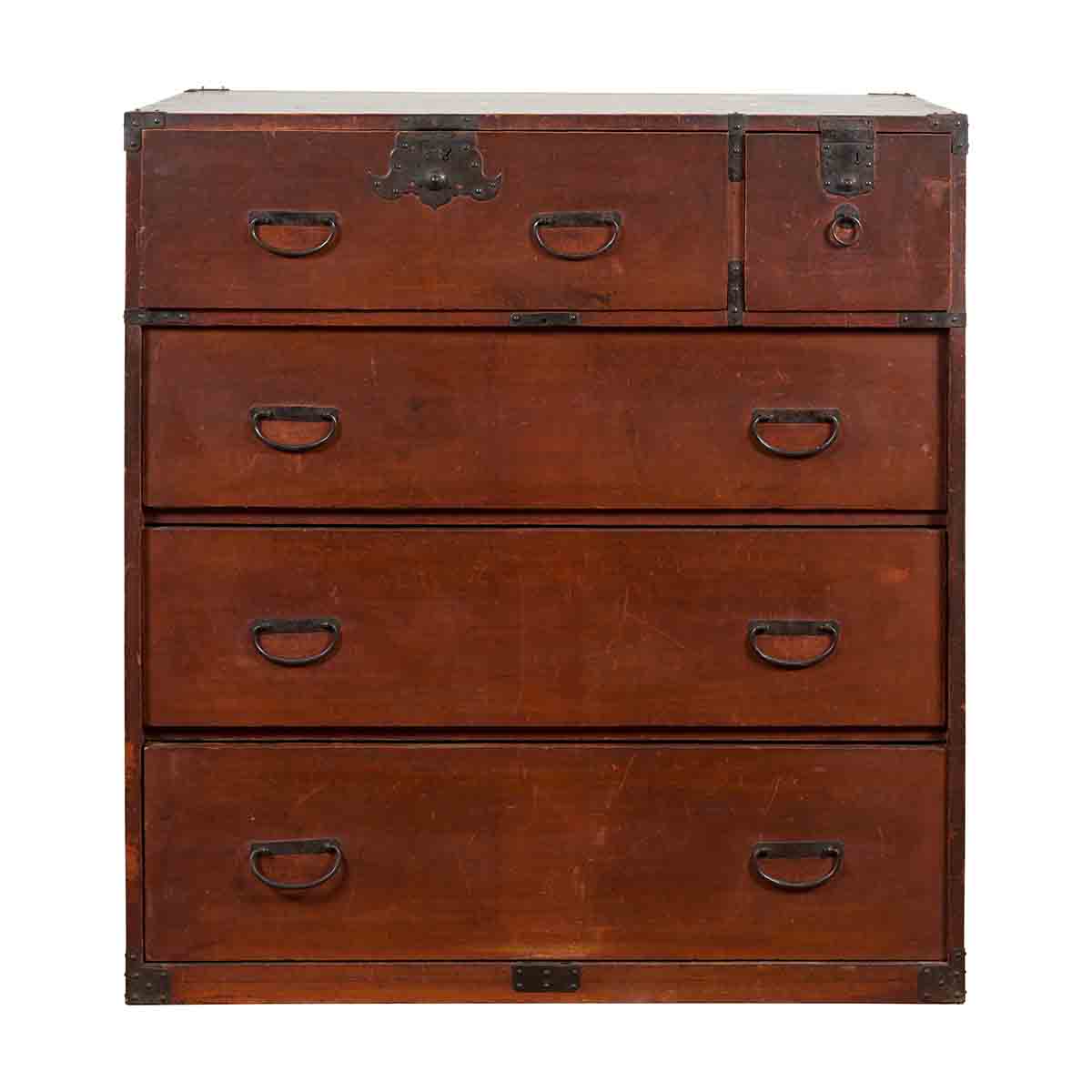 Japanese Taishō Period Early 20th Century Tansu Chest with Five Drawers-1. Asian & Chinese Furniture, Art, Antiques, Vintage Home Décor for sale at FEA Home
