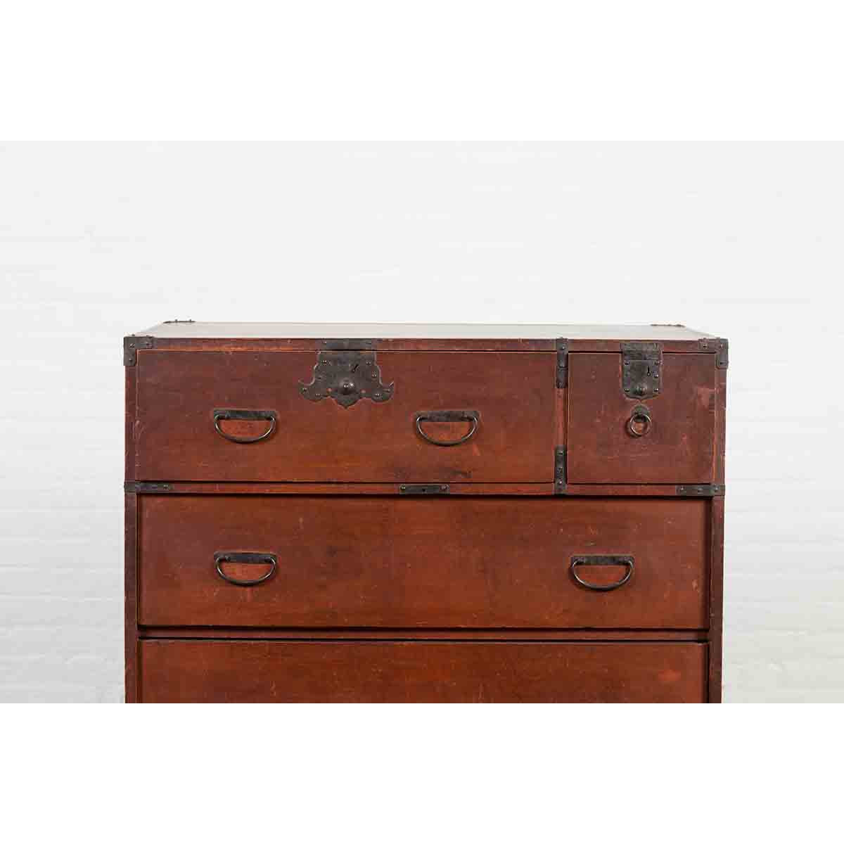 Japanese Taishō Period Early 20th Century Tansu Chest with Five Drawers-7. Asian &amp; Chinese Furniture, Art, Antiques, Vintage Home Décor for sale at FEA Home