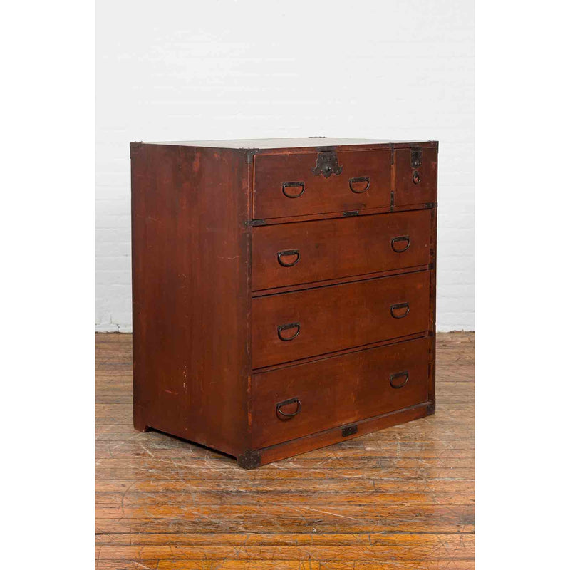 Japanese Taishō Period Early 20th Century Tansu Chest with Five Drawers