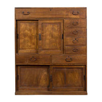 Japanese Early 20th Century Taishō Small Cabinet with Sliding Doors and Drawers