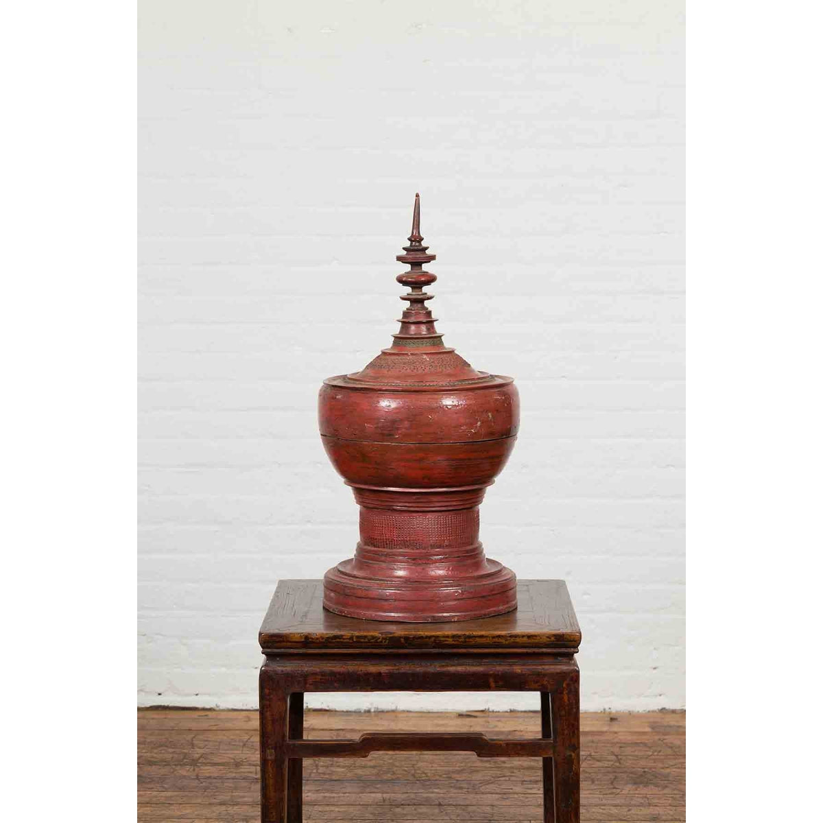 19th Century Burmese Cinnabar Palembang Lacquer Temple Offering Bowl with Lid-3. Asian &amp; Chinese Furniture, Art, Antiques, Vintage Home Décor for sale at FEA Home