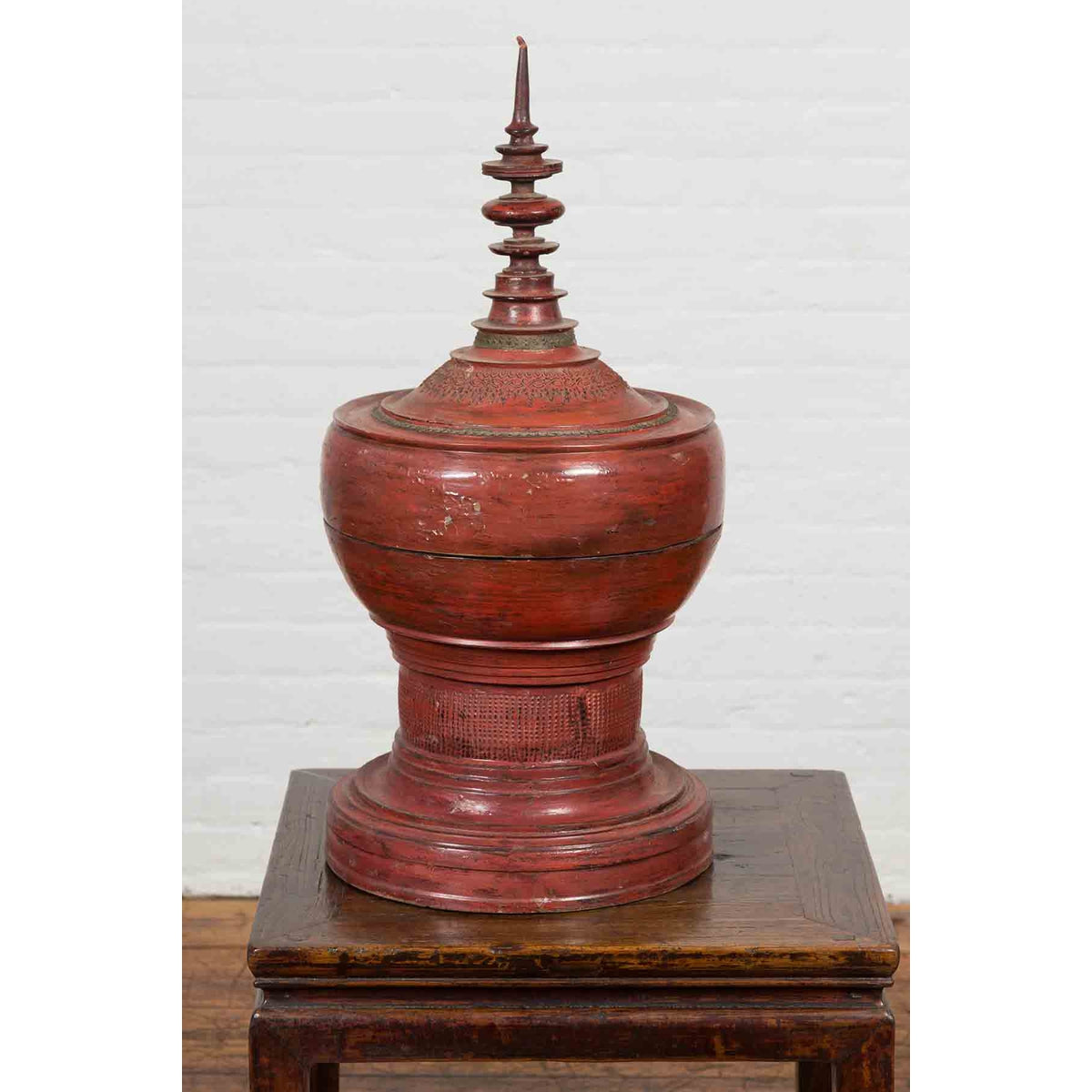 19th Century Burmese Cinnabar Palembang Lacquer Temple Offering Bowl with Lid-11. Asian &amp; Chinese Furniture, Art, Antiques, Vintage Home Décor for sale at FEA Home