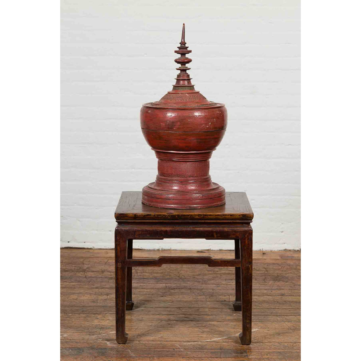19th Century Burmese Cinnabar Palembang Lacquer Temple Offering Bowl with Lid-5. Asian &amp; Chinese Furniture, Art, Antiques, Vintage Home Décor for sale at FEA Home