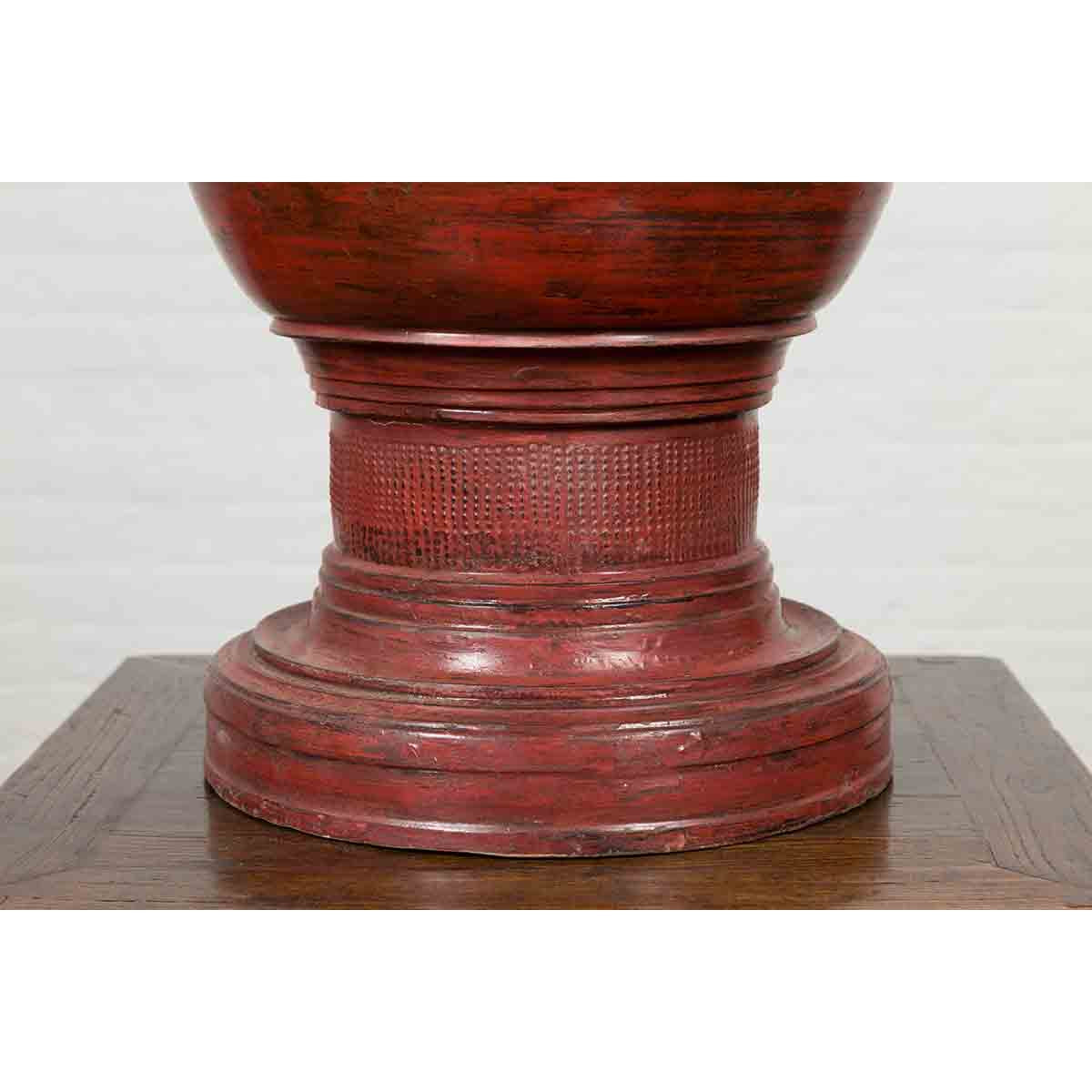 19th Century Burmese Cinnabar Palembang Lacquer Temple Offering Bowl with Lid-8. Asian &amp; Chinese Furniture, Art, Antiques, Vintage Home Décor for sale at FEA Home