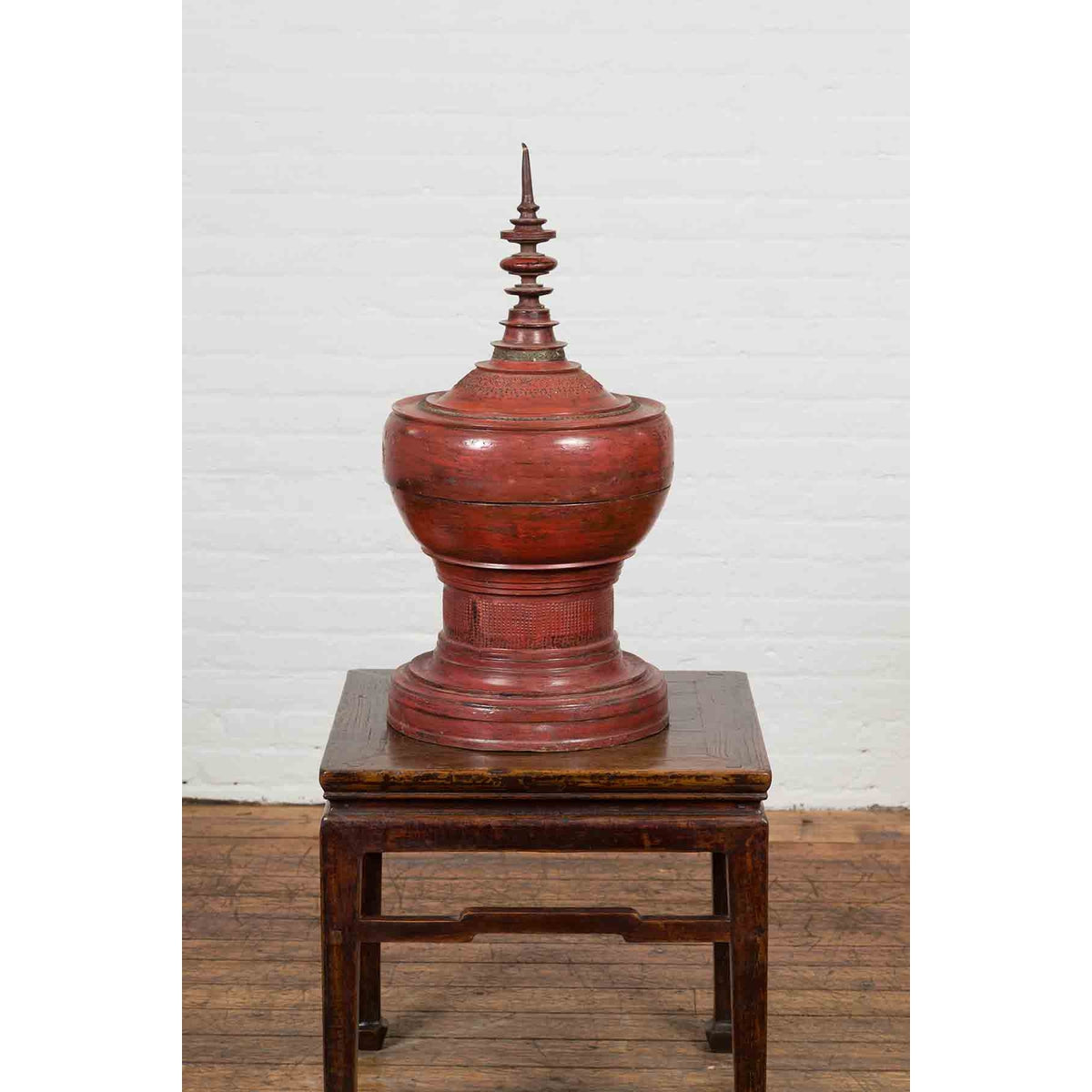 19th Century Burmese Cinnabar Palembang Lacquer Temple Offering Bowl with Lid-9. Asian &amp; Chinese Furniture, Art, Antiques, Vintage Home Décor for sale at FEA Home