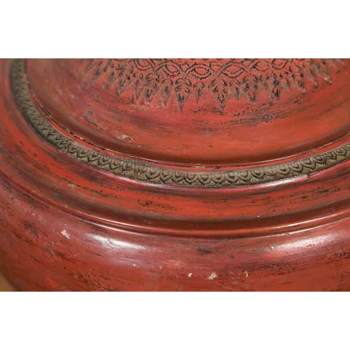 19th Century Burmese Cinnabar Palembang Lacquer Temple Offering Bowl with Lid-10. Asian &amp; Chinese Furniture, Art, Antiques, Vintage Home Décor for sale at FEA Home