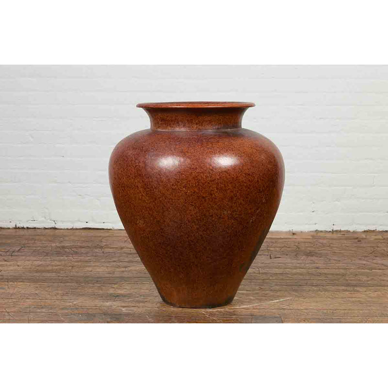 Large Vintage Indonesian Pottery Vase from Madura with Distressed Brown Patina