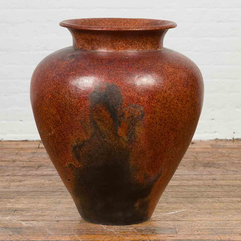 Large Vintage Indonesian Pottery Vase from Madura with Distressed Brown Patina