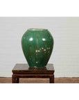 Antique Thai Garden Vase with Distressed Verde Patina and Brown Drip Glaze-8. Asian & Chinese Furniture, Art, Antiques, Vintage Home Décor for sale at FEA Home