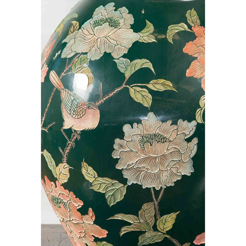 Vintage Chinese Handcrafted Green Vase with Incised Floral and Butterfly Decor-YN7048-5. Asian & Chinese Furniture, Art, Antiques, Vintage Home Décor for sale at FEA Home