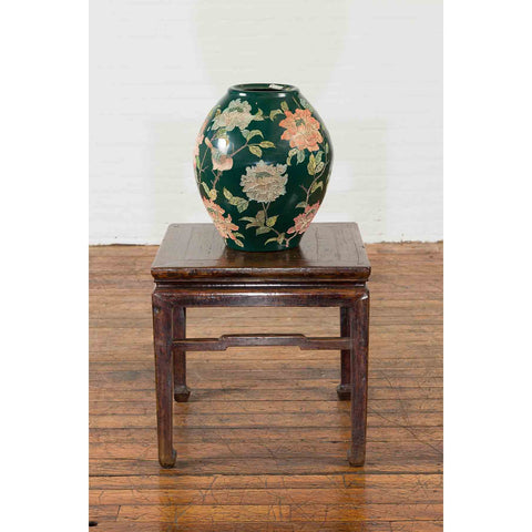 Vintage Chinese Handcrafted Green Vase with Incised Floral and Butterfly Decor-YN7048-9. Asian & Chinese Furniture, Art, Antiques, Vintage Home Décor for sale at FEA Home