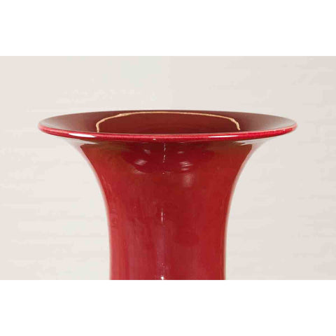 Large Chinese Vintage Oxblood Altar Vase with Flaring Neck-YN7051-7. Asian & Chinese Furniture, Art, Antiques, Vintage Home Décor for sale at FEA Home