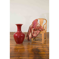 Large Chinese Vintage Oxblood Altar Vase with Flaring Neck