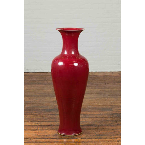 Chinese Vintage Oxblood Altar Vase with Flaring Neck-2. Asian & Chinese Furniture, Art, Antiques, Vintage Home Décor for sale at FEA Home