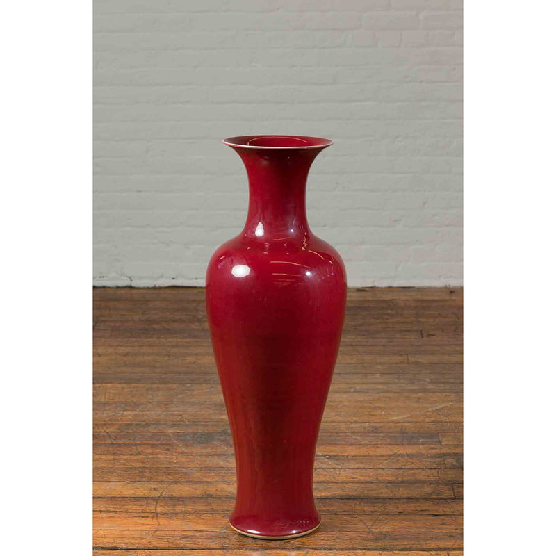 Chinese Vintage Oxblood Altar Vase with Flaring Neck-3. Asian & Chinese Furniture, Art, Antiques, Vintage Home Décor for sale at FEA Home