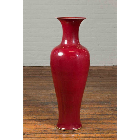 Chinese Vintage Oxblood Altar Vase with Flaring Neck-4. Asian & Chinese Furniture, Art, Antiques, Vintage Home Décor for sale at FEA Home