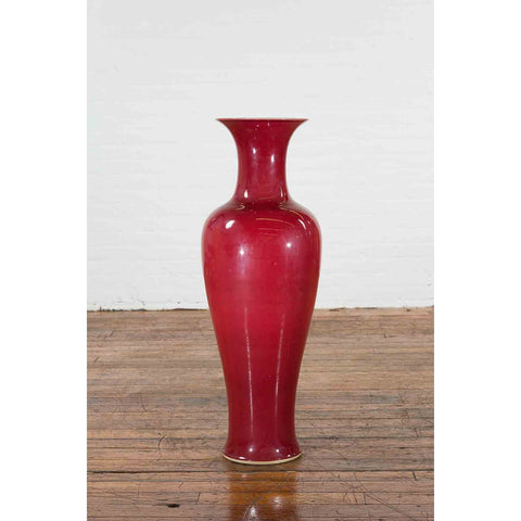 Chinese Vintage Oxblood Altar Vase with Flaring Neck-6. Asian & Chinese Furniture, Art, Antiques, Vintage Home Décor for sale at FEA Home