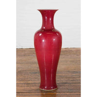 Chinese Vintage Oxblood Altar Vase with Flaring Neck