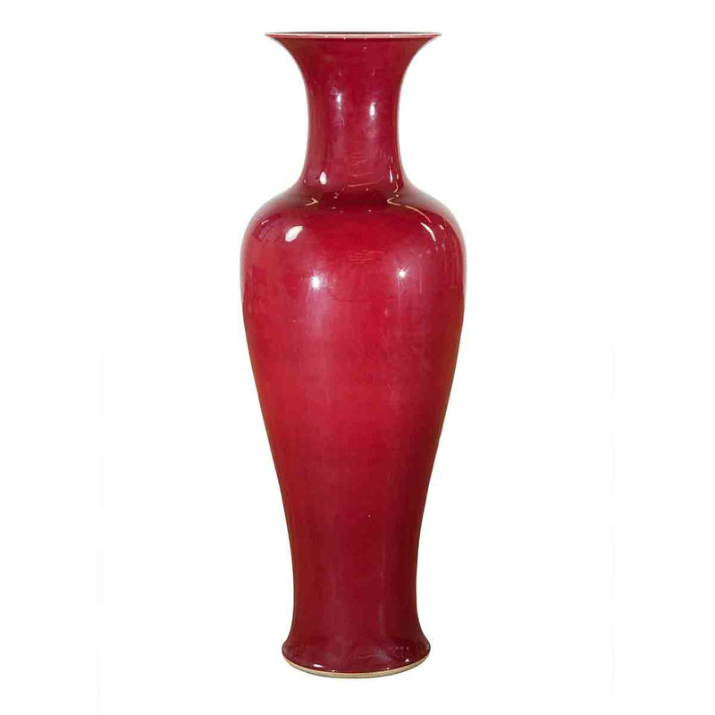 Chinese Vintage Oxblood Altar Vase with Flaring Neck-1. Asian & Chinese Furniture, Art, Antiques, Vintage Home Décor for sale at FEA Home