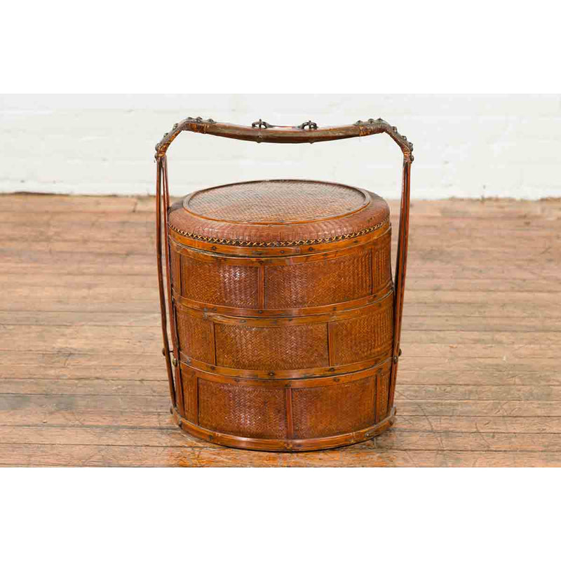 Nested Bamboo and Rattan Antique Chinese Food Basket-YN7059-4. Asian & Chinese Furniture, Art, Antiques, Vintage Home Décor for sale at FEA Home