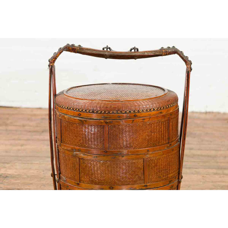 Nested Bamboo and Rattan Antique Chinese Food Basket-YN7059-6. Asian & Chinese Furniture, Art, Antiques, Vintage Home Décor for sale at FEA Home