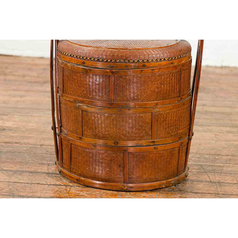 Nested Bamboo and Rattan Antique Chinese Food Basket-YN7059-7. Asian & Chinese Furniture, Art, Antiques, Vintage Home Décor for sale at FEA Home