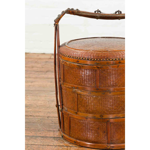 Nested Bamboo and Rattan Antique Chinese Food Basket-YN7059-8. Asian & Chinese Furniture, Art, Antiques, Vintage Home Décor for sale at FEA Home