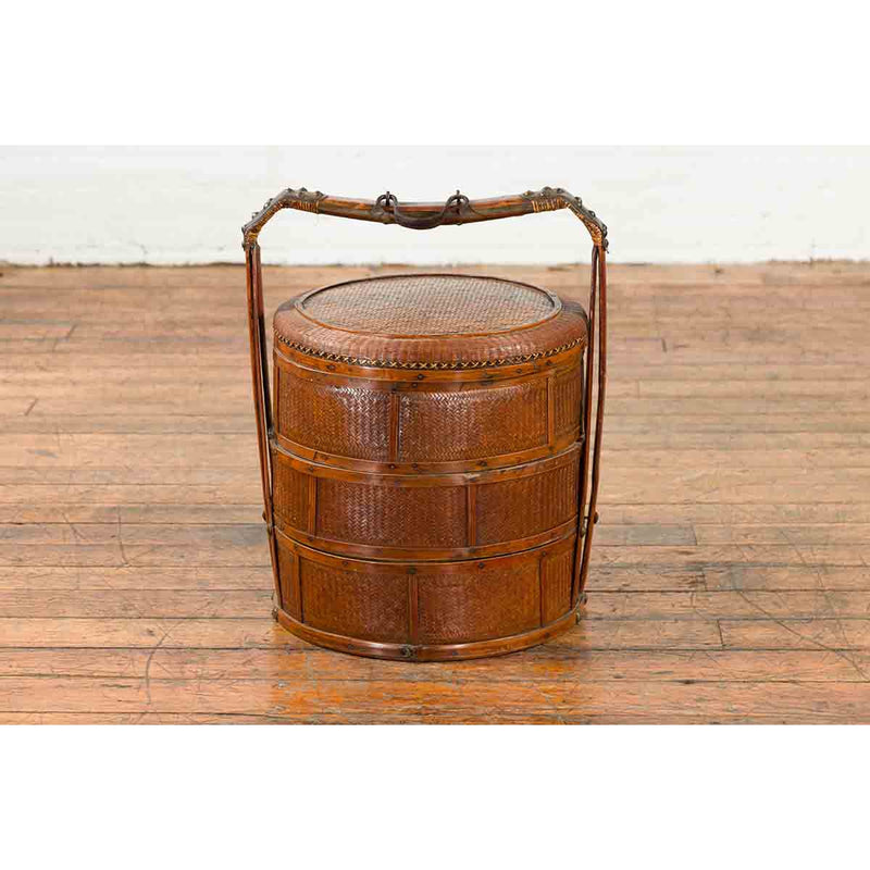 Nested Bamboo and Rattan Antique Chinese Food Basket-YN7059-3. Asian & Chinese Furniture, Art, Antiques, Vintage Home Décor for sale at FEA Home