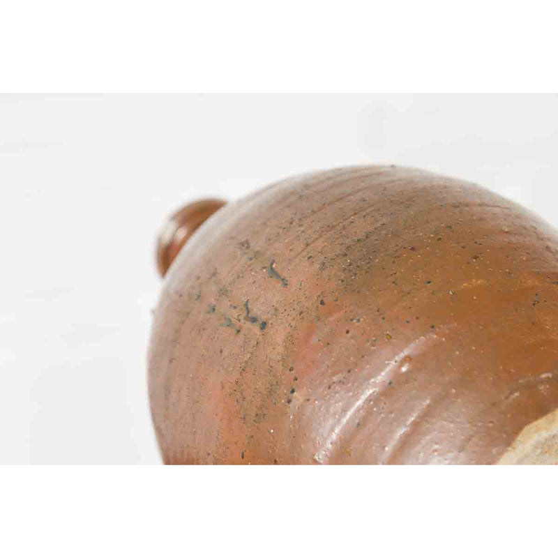 Japanese Taishō Period 1900s Tamba Tachikui Ware Brown Sake Jar with Drip Glaze-YN7070-11. Asian & Chinese Furniture, Art, Antiques, Vintage Home Décor for sale at FEA Home