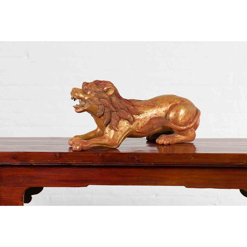 Vintage Thai Gilded and Carved Wooden Mythical Creature with Red Undertone-YN7071-8. Asian & Chinese Furniture, Art, Antiques, Vintage Home Décor for sale at FEA Home