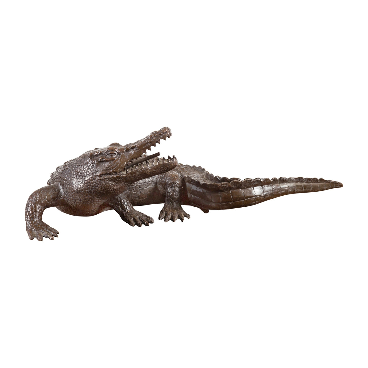 Contemporary Lost Wax Cast Bronze Alligator Sculpture with Textured Scutes-1. Asian & Chinese Furniture, Art, Antiques, Vintage Home Décor for sale at FEA Home