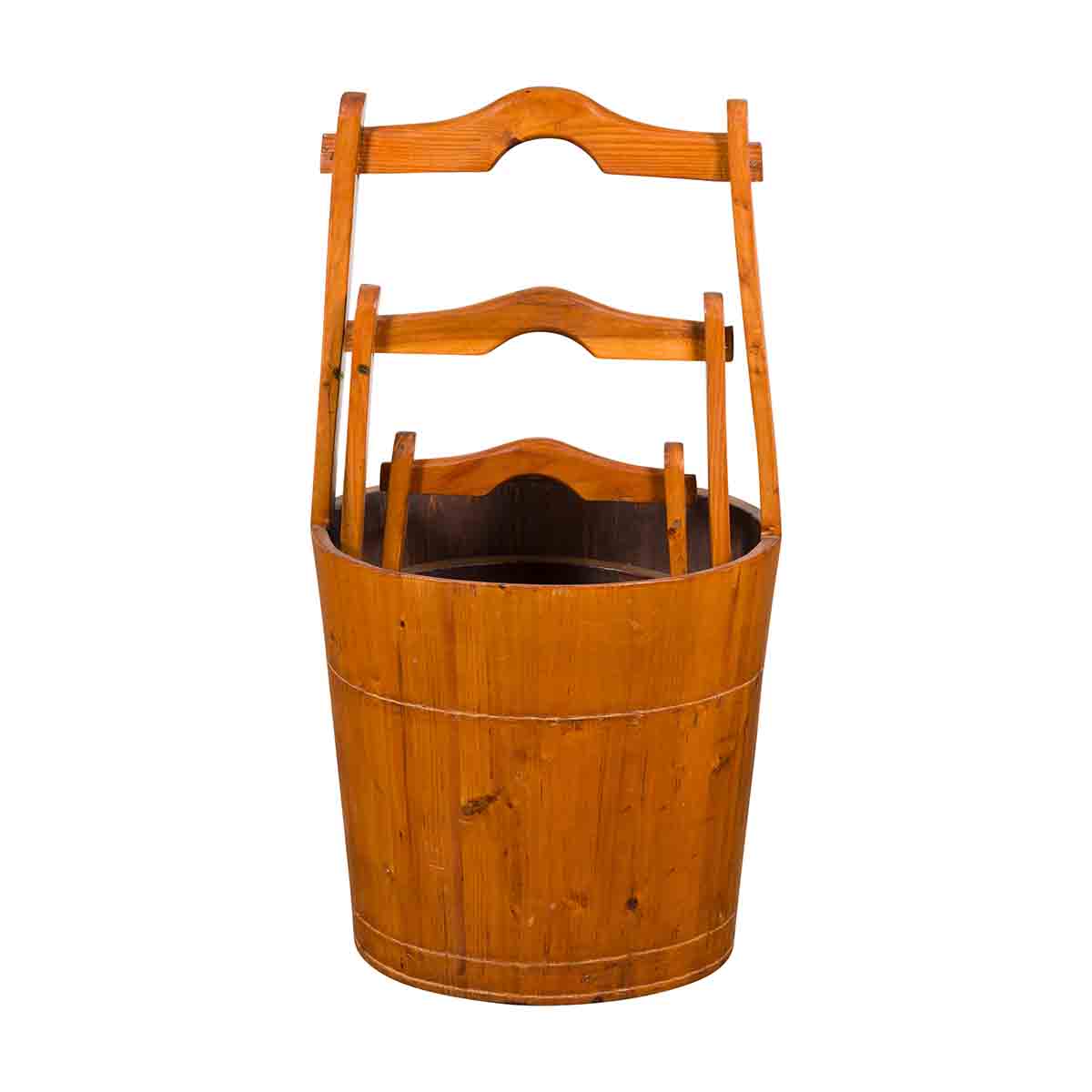 Set of Three Chinese Vintage Grain Nested Baskets with Large Handles-1. Asian & Chinese Furniture, Art, Antiques, Vintage Home Décor for sale at FEA Home