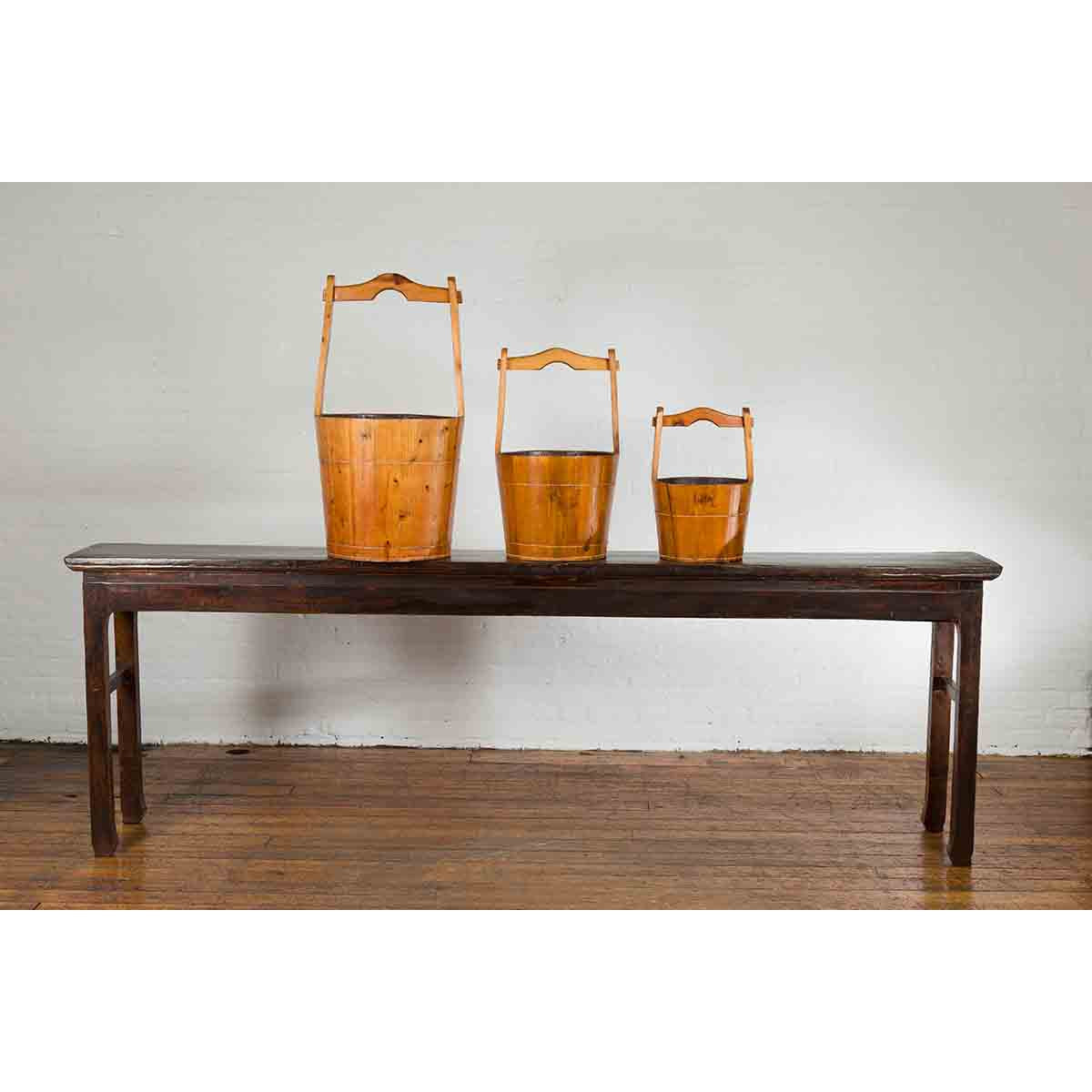 Set of Three Chinese Vintage Grain Nested Baskets with Large Handles-3. Asian &amp; Chinese Furniture, Art, Antiques, Vintage Home Décor for sale at FEA Home
