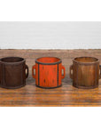 Chinese Early 20th Century Orange Grain Measuring Cup with Lateral Handles-9. Asian & Chinese Furniture, Art, Antiques, Vintage Home Décor for sale at FEA Home