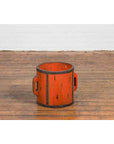Chinese Early 20th Century Orange Grain Measuring Cup with Lateral Handles-5. Asian & Chinese Furniture, Art, Antiques, Vintage Home Décor for sale at FEA Home