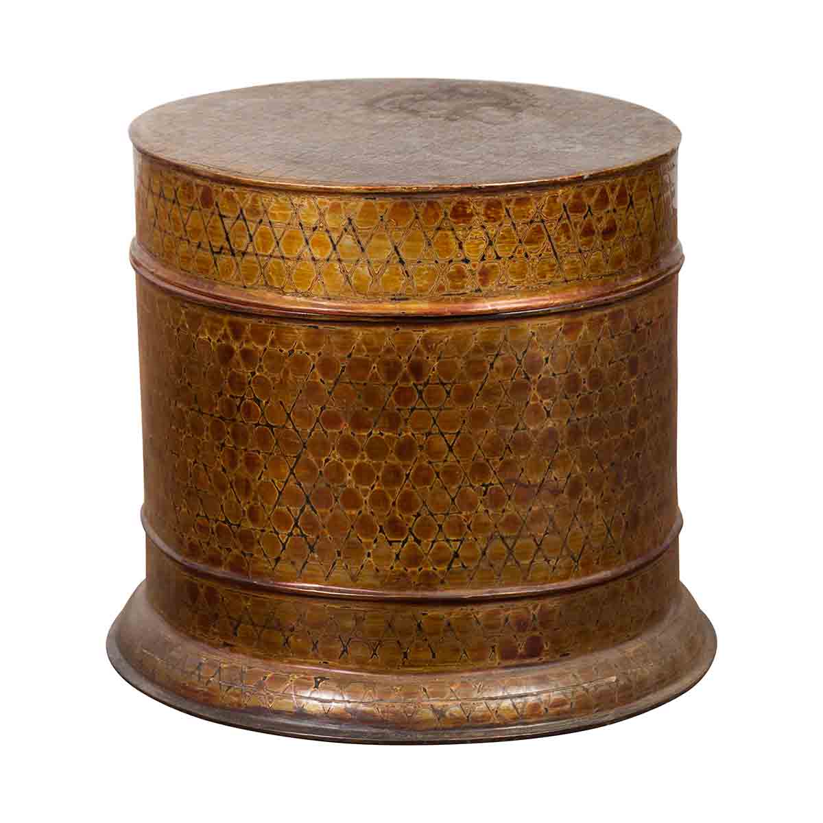 Burmese Vintage Negora Lacquer Circular Box with Snake Skin Pattern-1. Asian & Chinese Furniture, Art, Antiques, Vintage Home Décor for sale at FEA Home