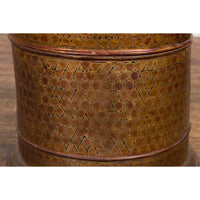 Burmese Vintage Negora Lacquer Circular Box with Snake Skin Pattern