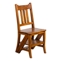 Vintage Metamorphic Indian Wooden Step Ladder Folding Side Chair